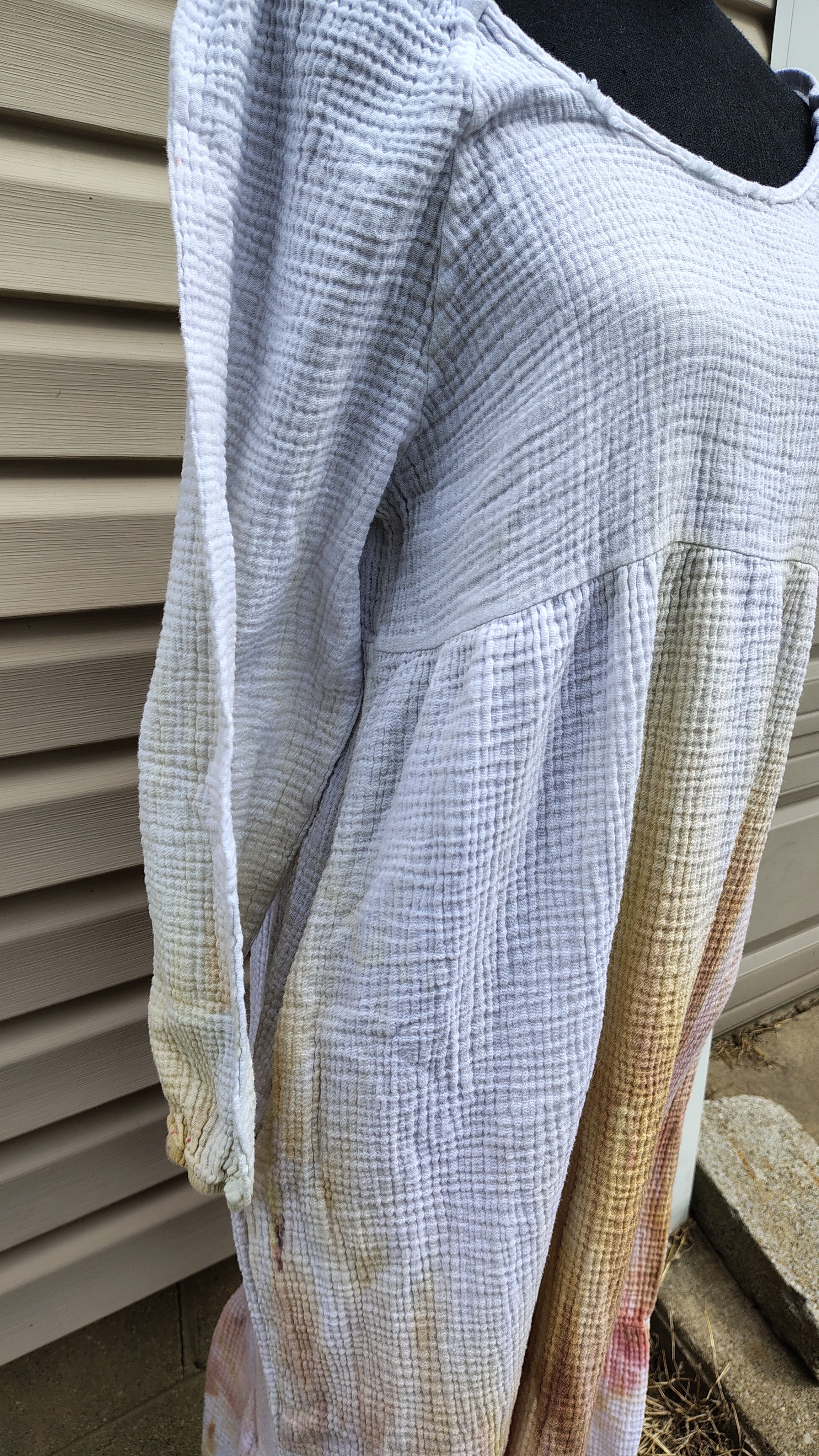 Golden Meadow Gravity Dye Dress - Adult L - Handmade Ice-Dye