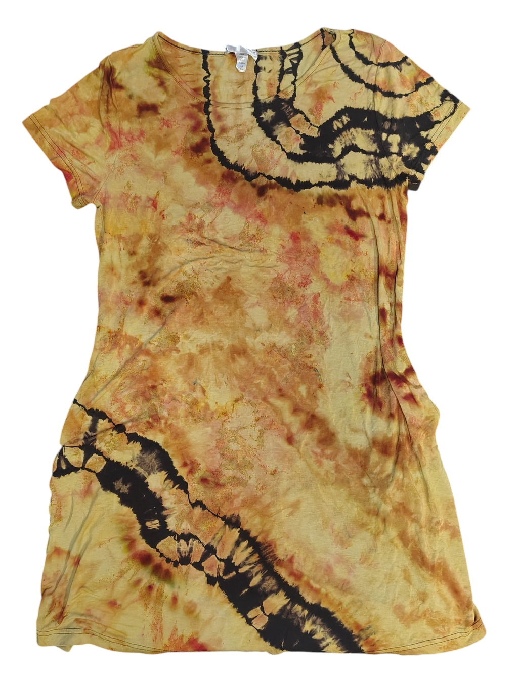 Golden Ember Geode Dress - Adult L - Handmade Ice-Dye