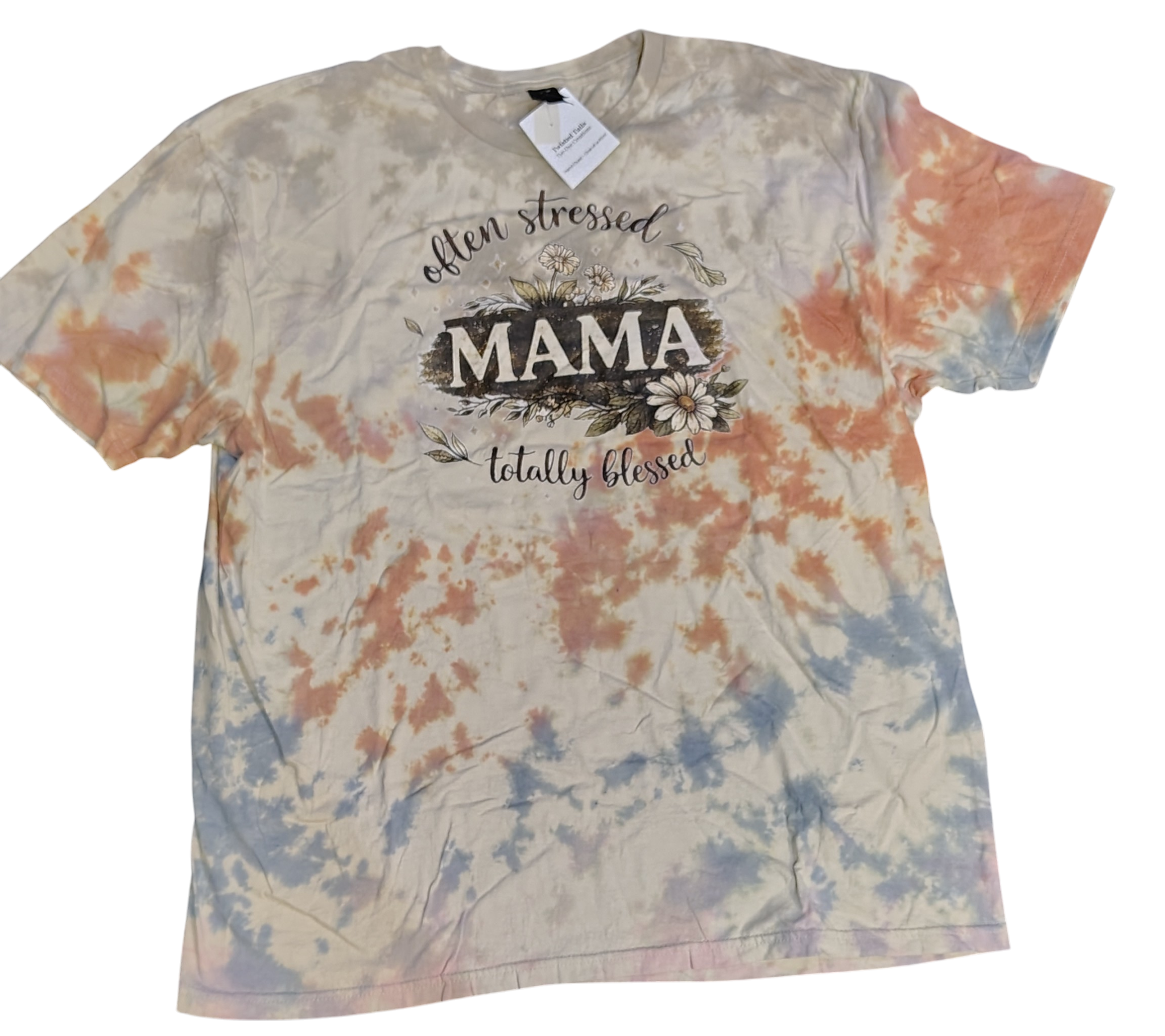 Often Stressed Totally Blessed Mama - Adult XL - Handmade Tie-Dye