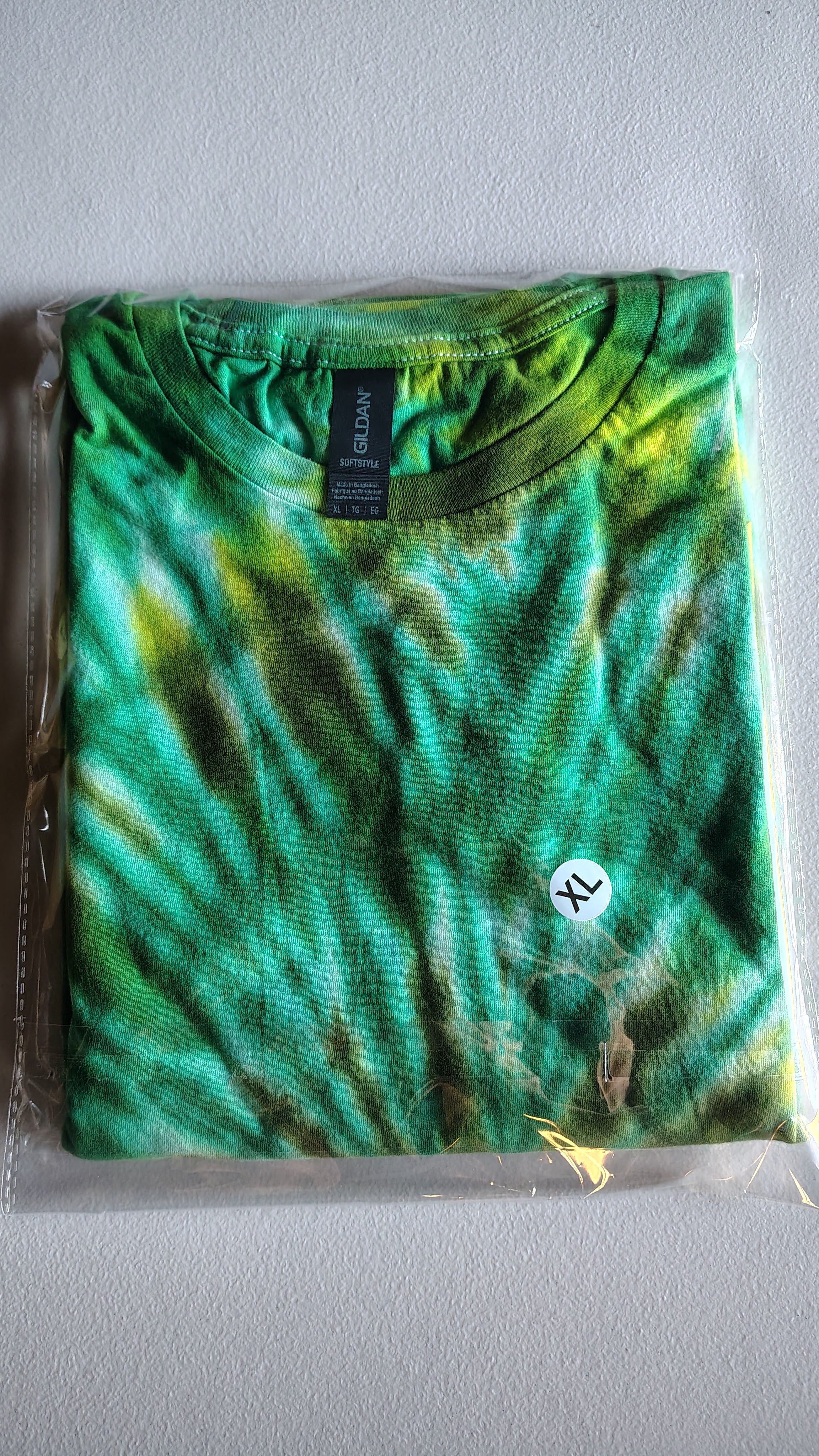 Green Spiral Tie-Dye T-Shirt – XL – Handmade One-of-a-Kind