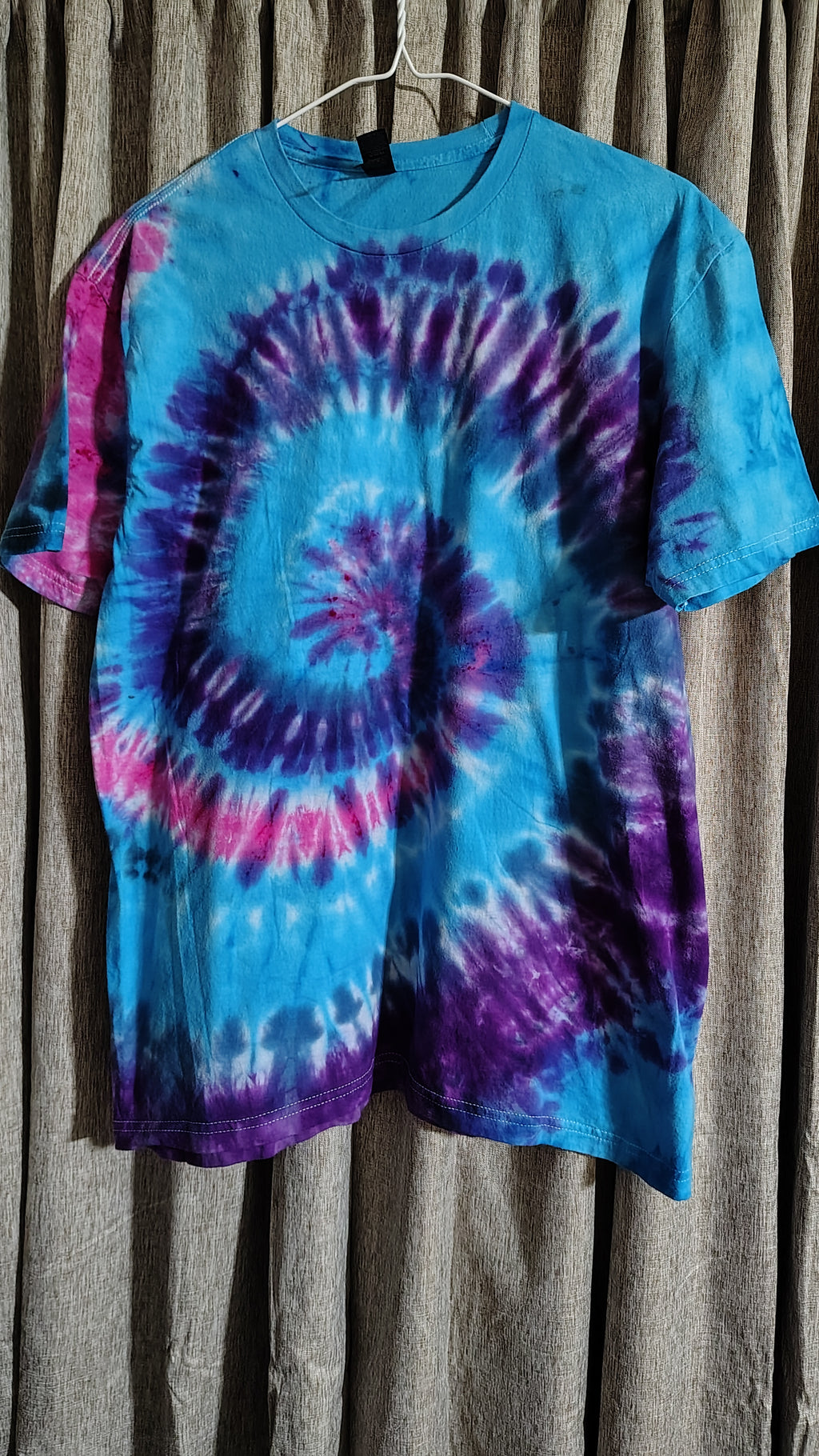 Turquoise & Purple Tie Dye Shirt – Size Large – Handmade Spiral Tee