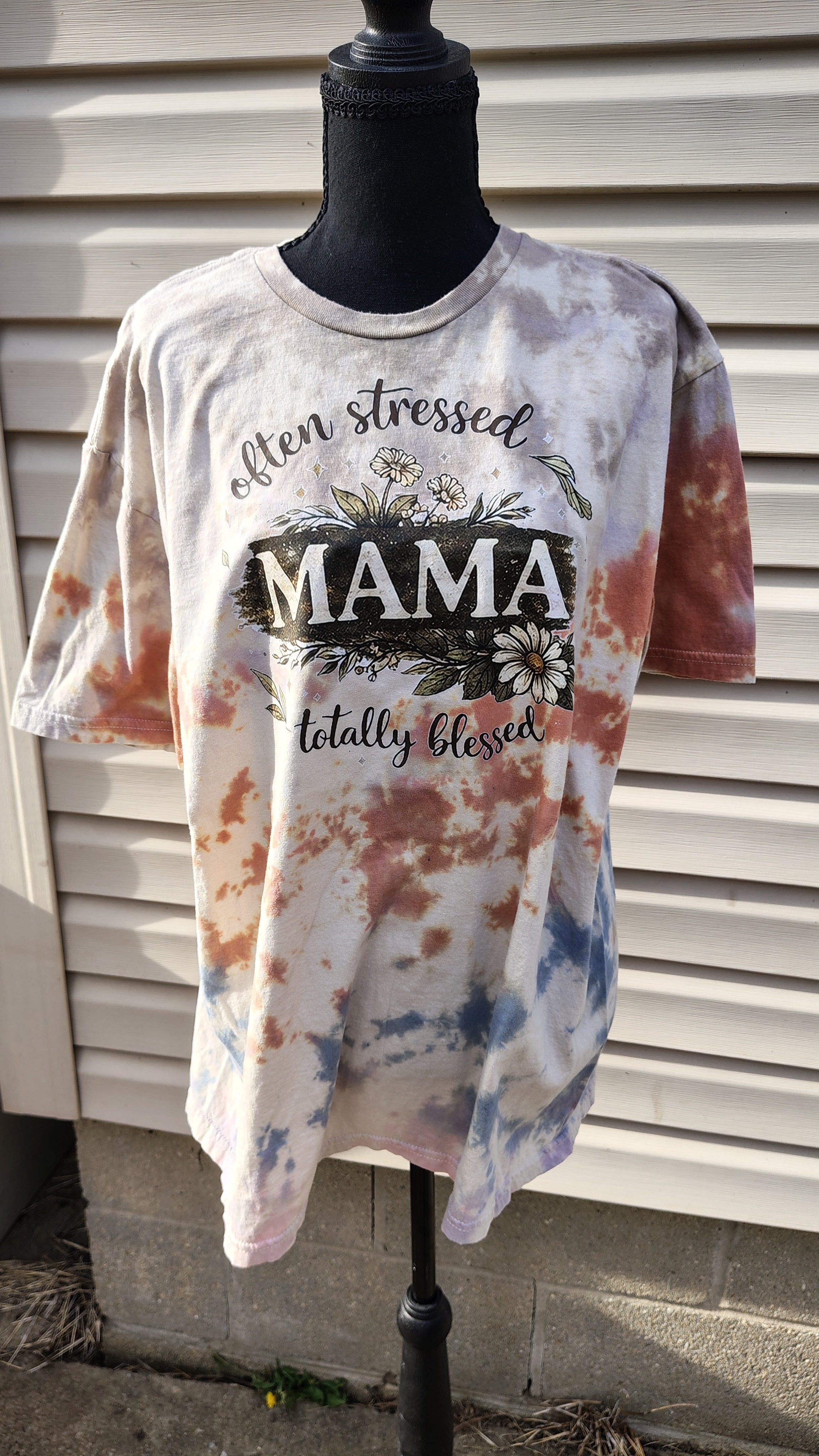Often Stressed Totally Blessed Mama Scrunch Dye - Adult XL - Handmade Tie-Dye