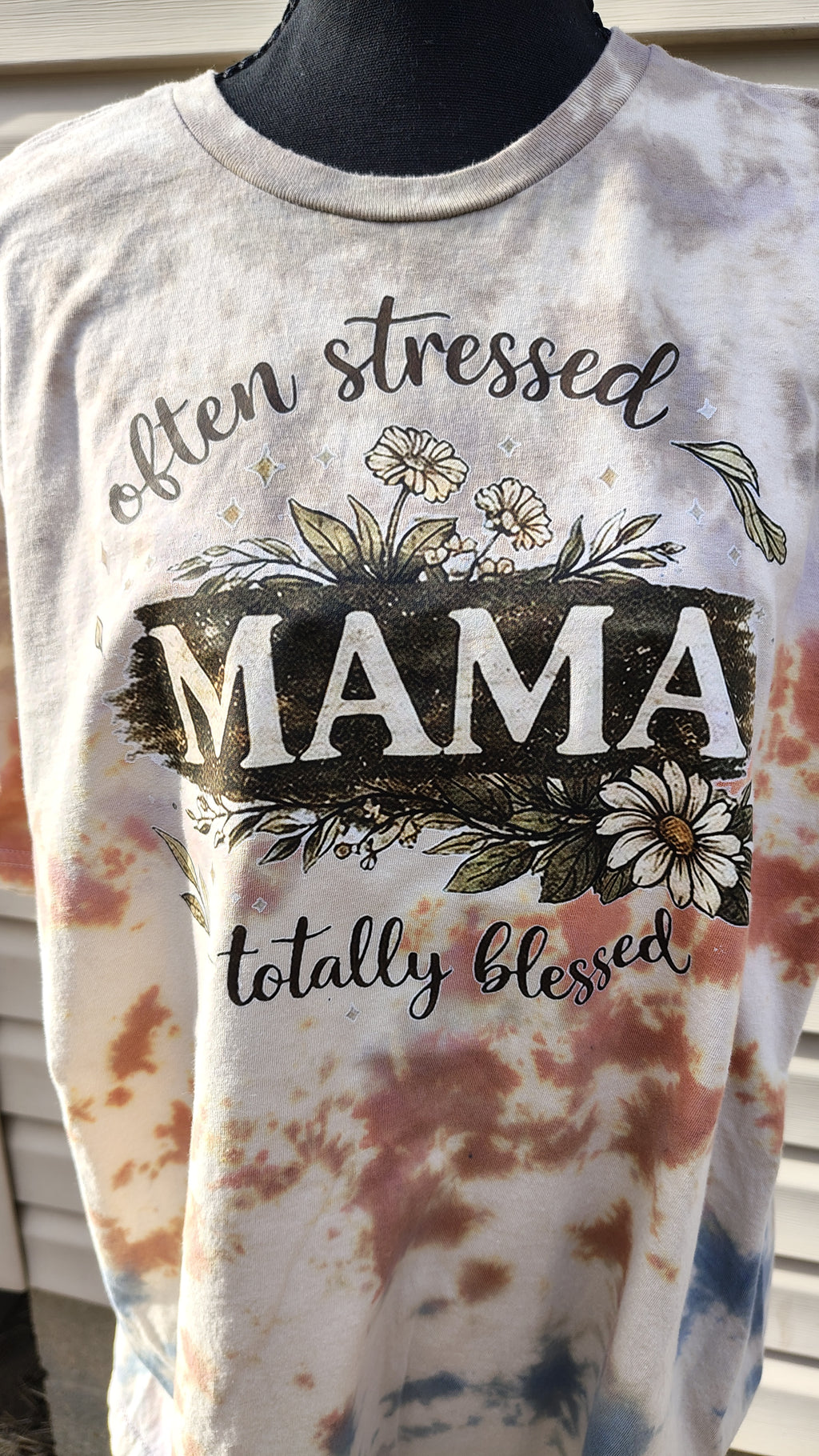Often Stressed Totally Blessed Mama Scrunch Dye - Adult XL - Handmade Tie-Dye