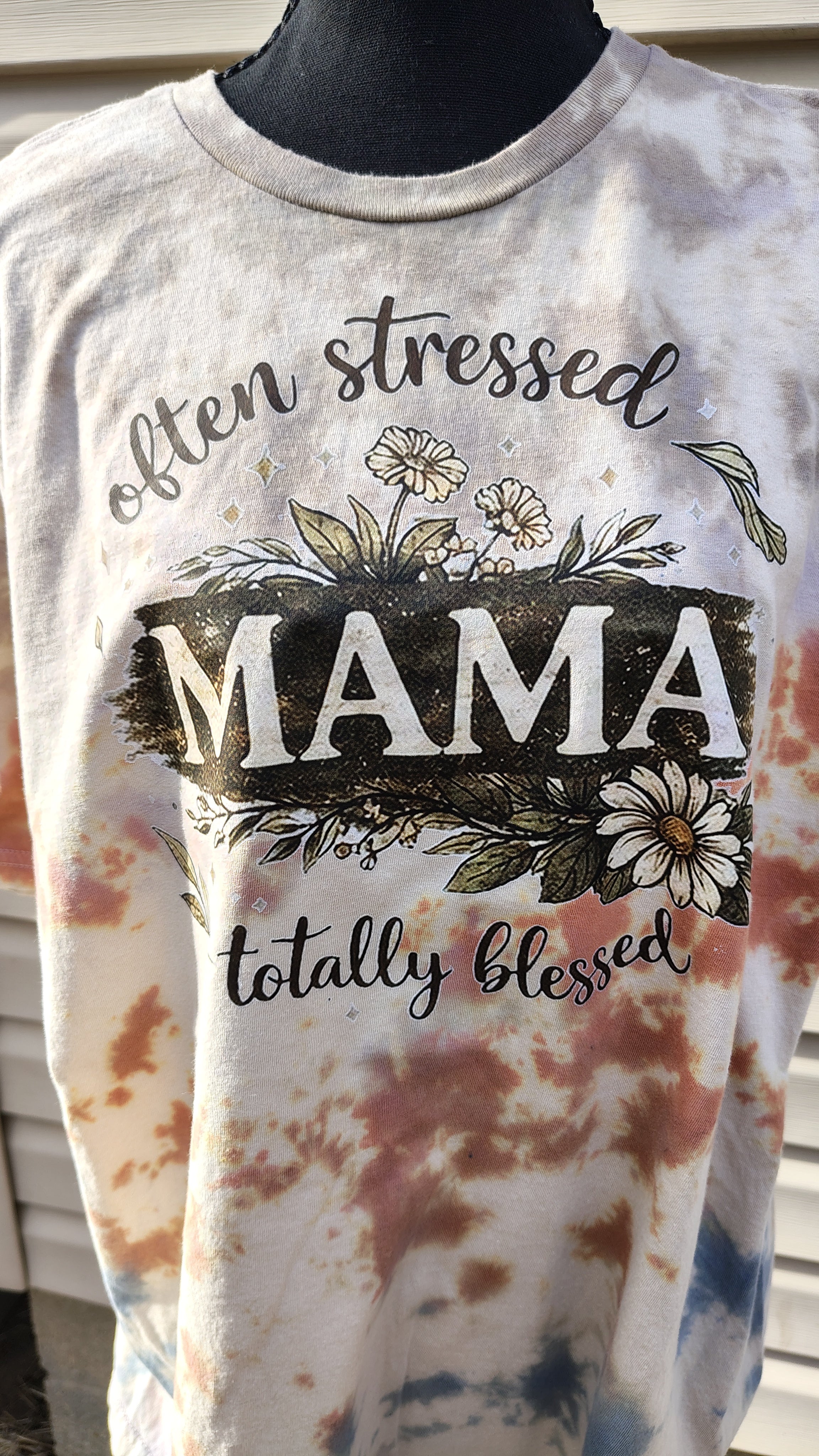 Often Stressed Totally Blessed Mama Scrunch Dye - Adult XL - Handmade Tie-Dye